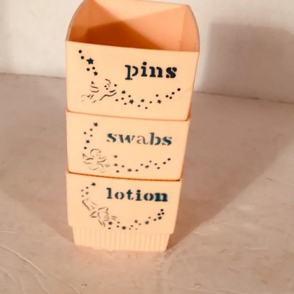 Clarolyte Vintage Bathroom Decor 1960 Lotion Swabs Containers VTG Shabby Chic